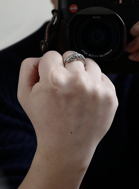 999纯银复古马头食指男可刻字