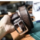 Мужской ремень ручной работы для отдыха, кожаные штаны из нержавеющей стали, из натуральной кожи, воловья кожа