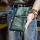 Retro simple soft cowhide long leather wallet for men and women