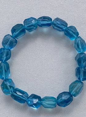 天然海蓝宝魔鬼蓝手链冰透随形水晶手串随型深蓝宝石透体招财旺运