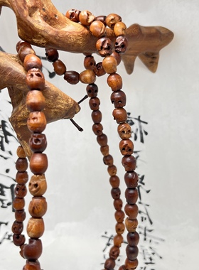 骷髅枣木手工雕108颗念珠