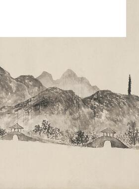 高清复刻清代宋葆淳西湖泛月图国画横幅写意水墨山水画微喷装饰画