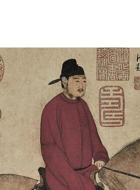 名画高清复制元代赵孟頫人骑图国画工笔画人物鞍马微喷字画装饰画