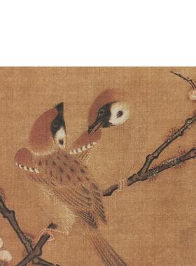 名画复制宋画小品马麟梅花双雀国画工笔花鸟画微喷教学临摹装饰画