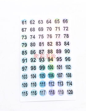 甲油胶编号数字号码贴不干胶镭射