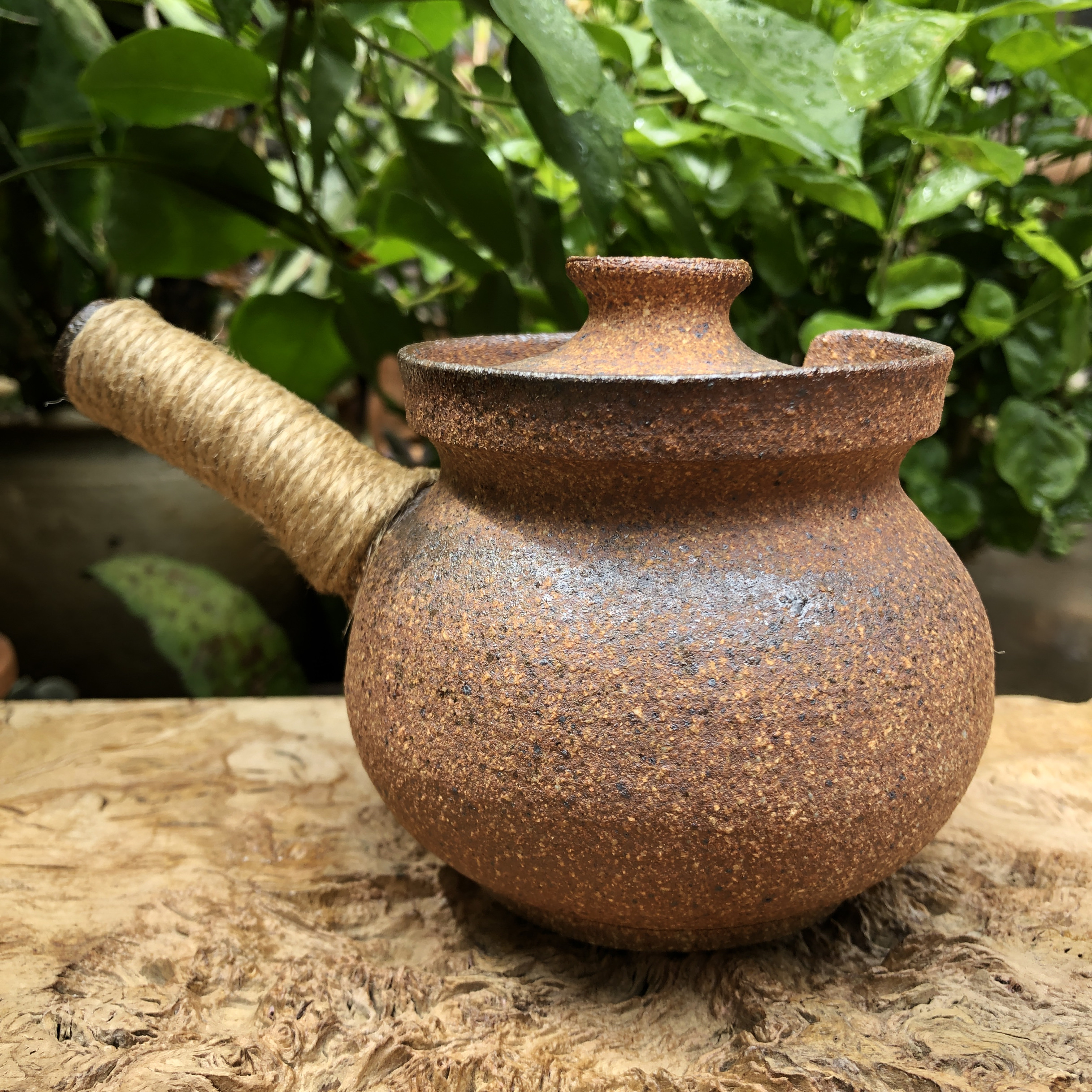 云南粗陶高温古法柴烧侧把公道杯煮茶罐烤茶罐土陶焖茶壶焖泡壶 - 图0