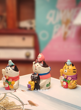 日式招财猫汽车中控台摆件可爱卡通车内饰品树脂装饰品仪表台猫咪