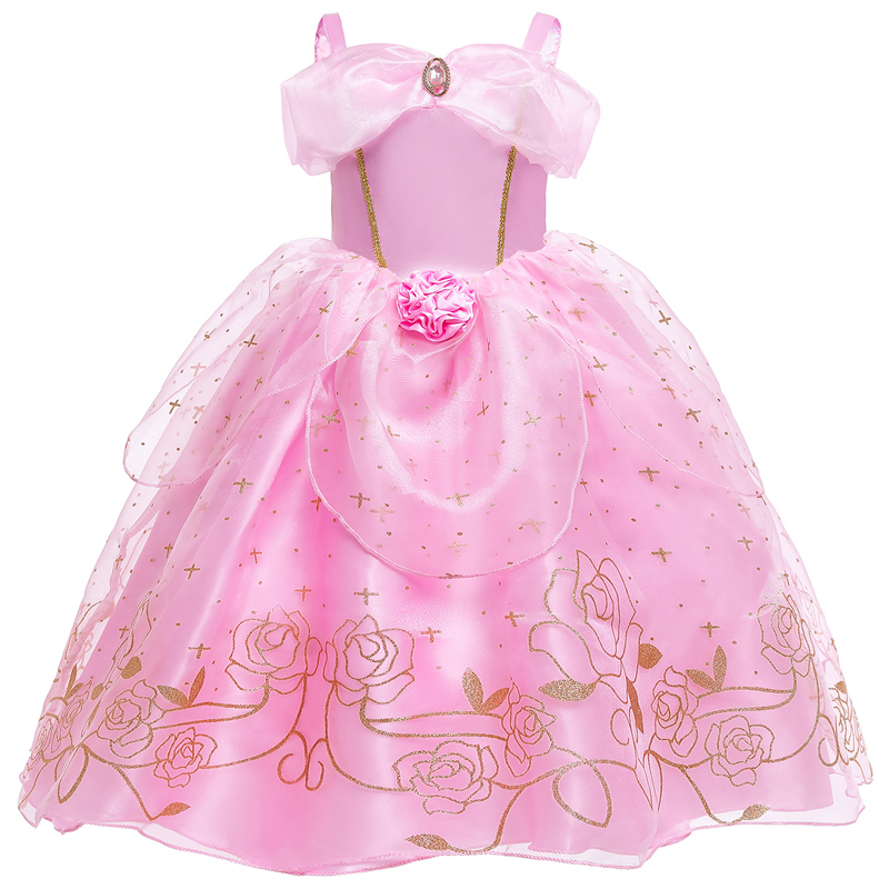 万圣节夏款女童礼服 女童灰姑娘贝儿连衣裙 长发公主睡美人裙子 - 图2