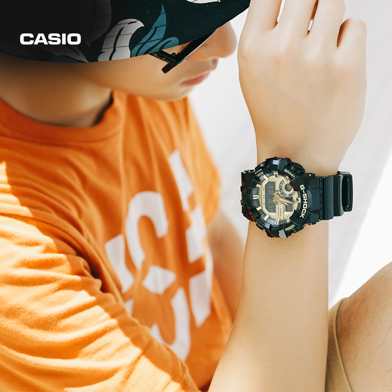 casio旗舰店GA-710GB黑金防水男手表卡西欧官网官方正品 G-SHOCK