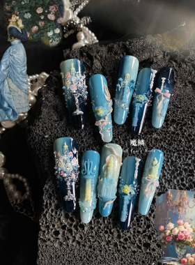 魔鳞【蓝色城堡】穿戴甲雕花城堡罗马柱吊坠烛台城堡纯手工制作