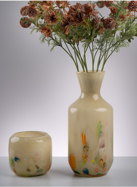 中古芬顿创意高级彩色琉璃玻璃花瓶样板房客厅家居摆件琉璃工艺品