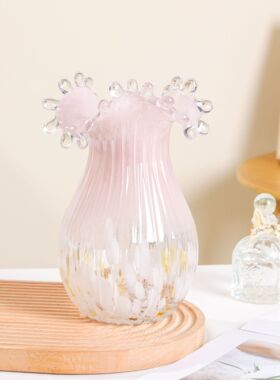 墨雨云烟唯美芬顿水滴花实用玻璃花小众复古琉璃花器插花装饰摆件