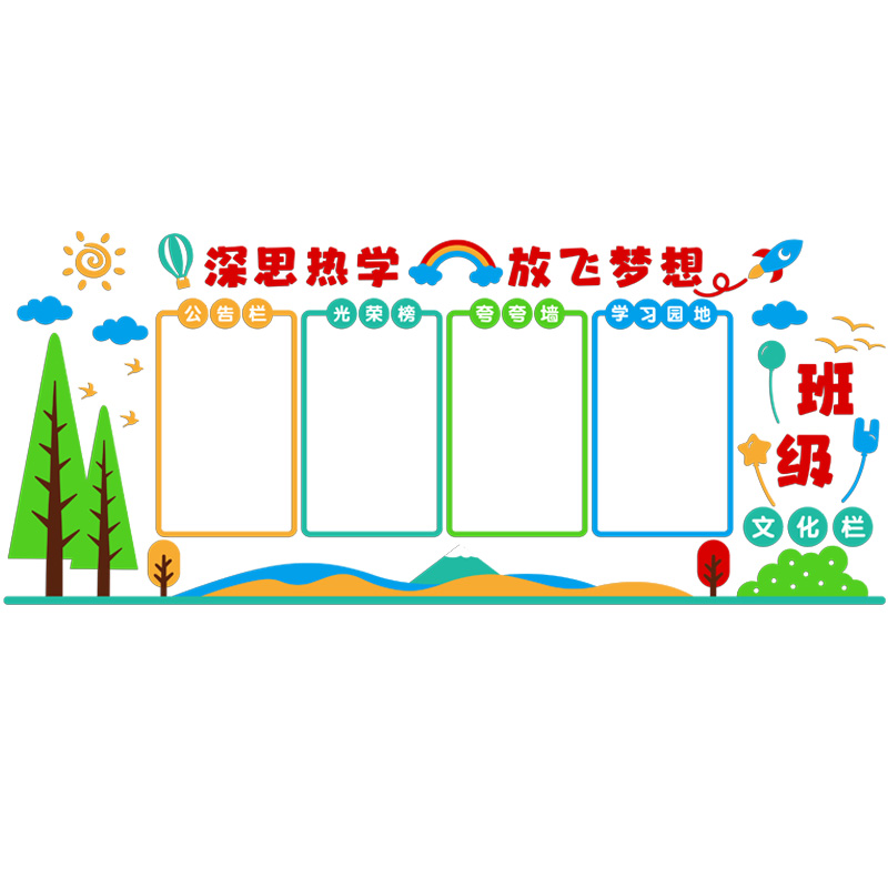 教室布置神器装饰初高中小学作品展示栏边框学习园地班级文化墙贴 - 图0