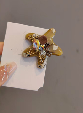 韩系甜美少女咖色星星蝴蝶结发夹高级感碎发刘海夹鸭嘴夹发卡发饰