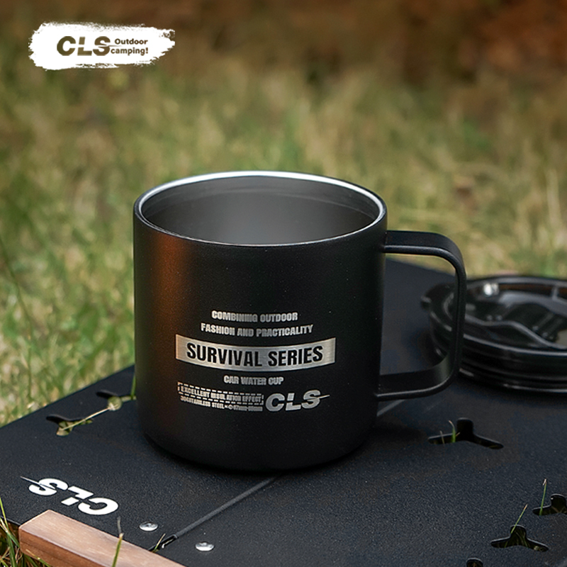 CLS户外露营杯登山野营战术水杯双层带盖不锈钢旅游杯保温咖啡杯,淘宝优惠券,粉丝福利购,淘宝优惠卷