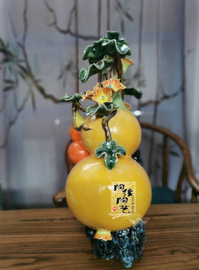 陶瓷石湾公仔葫芦电视柜工艺品