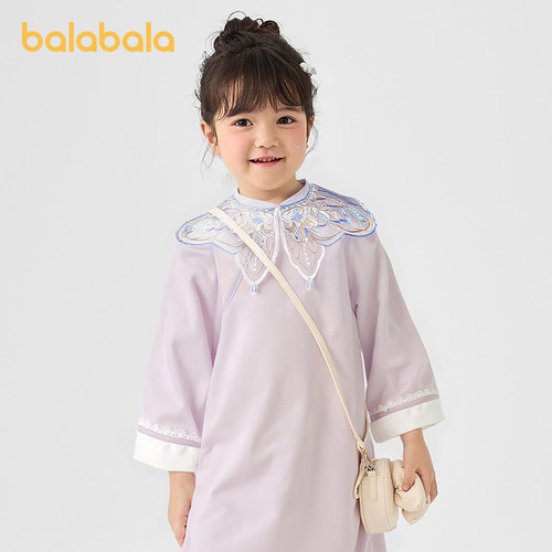 巴拉巴拉balaone童装女童连衣裙2025秋新款新中式旗袍裙儿童裙子 - 图0