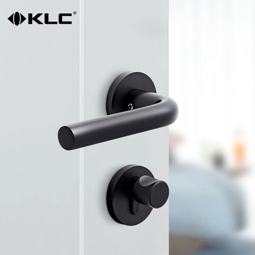 KLC室内门锁雅白铝合金通用分体静音卧室门锁圆形现代简约经典款 - 图2