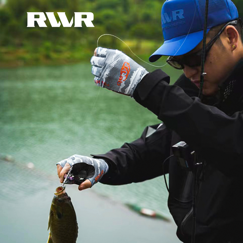 RVVR夏季路亚冰丝手套透气速干防晒防紫外线防滑露五指钓鱼手套-图2