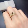 New natural green sapphire ring 925 silver gold plated main stone 4*6mm fashionable and versatile live ring
