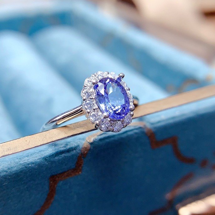 天然坦桑石戒指 主石5*7mm特惠 精工925银镶嵌 活口设计支持检测,淘宝优惠券,粉丝福利购,淘宝优惠卷