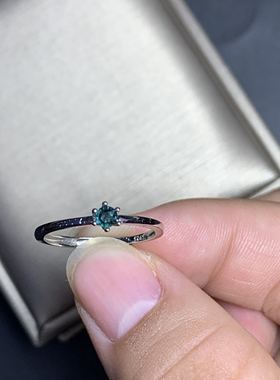 特惠绿色蓝宝迷你可爱风3mm女戒