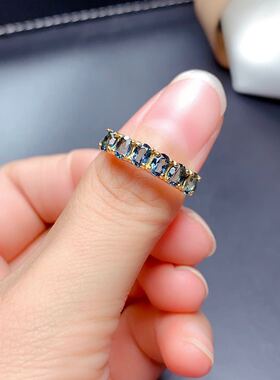 天然高净度3*4mm925托帕石戒指