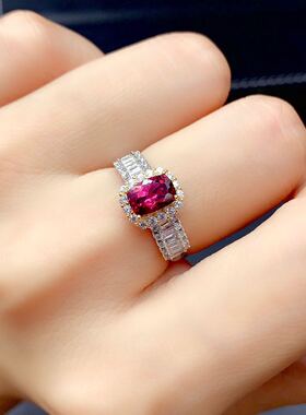 新款天然镁铝石榴石戒指火彩精工