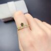 New natural green sapphire ring 925 silver gold plated main stone 4*6mm fashionable and versatile live ring