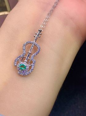 新款奶奶高净度3*4mm祖母绿吊坠