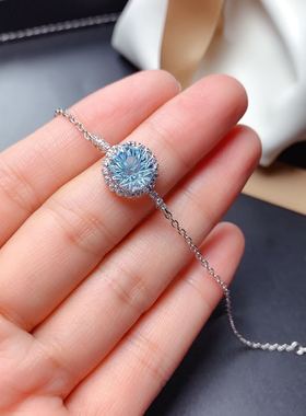 新款天然烟花天空蓝8*8mm托帕石