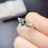New natural green sapphire ring 925 silver gold plated main stone 4*6mm fashionable and versatile live ring