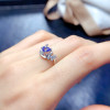 New natural tanzanite ring pear-shaped 4*6mm 925 silver inlay live mouth design