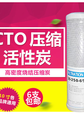 10寸CTO网碳 颗粒碳 烧结活性炭棒净水器直饮滤芯通用配件6支包邮