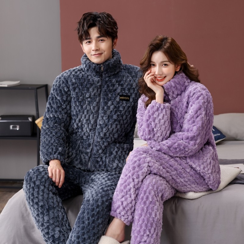 情侣睡衣冬季法兰绒三层加厚夹棉男女珊瑚绒保暖休闲大码套装家居,淘宝优惠券,粉丝福利购,淘宝优惠卷