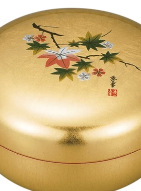 日本进口漆器圆形金箔收纳盒子
