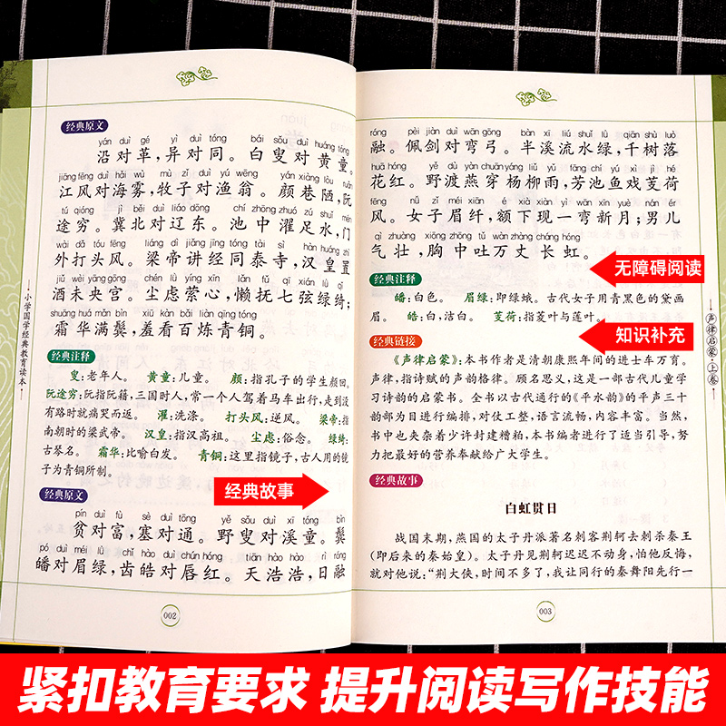 声律启蒙正版国学经典注音版幼儿版一年级二三年级下册课外书必读小学生课外阅读书籍国学启蒙教育读本幼儿早教笠翁对韵民俗故事书 - 图2