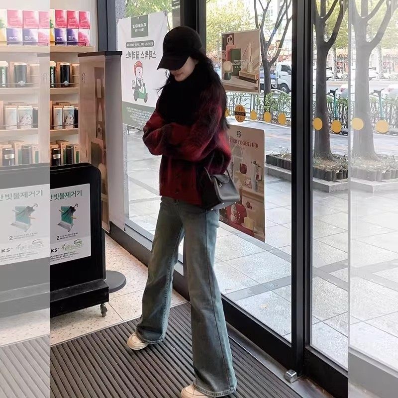 韩系氛围感新年红色格纹毛衣女2026年春季慵懒巨好看v领针织开衫,淘宝优惠券,粉丝福利购,淘宝优惠卷