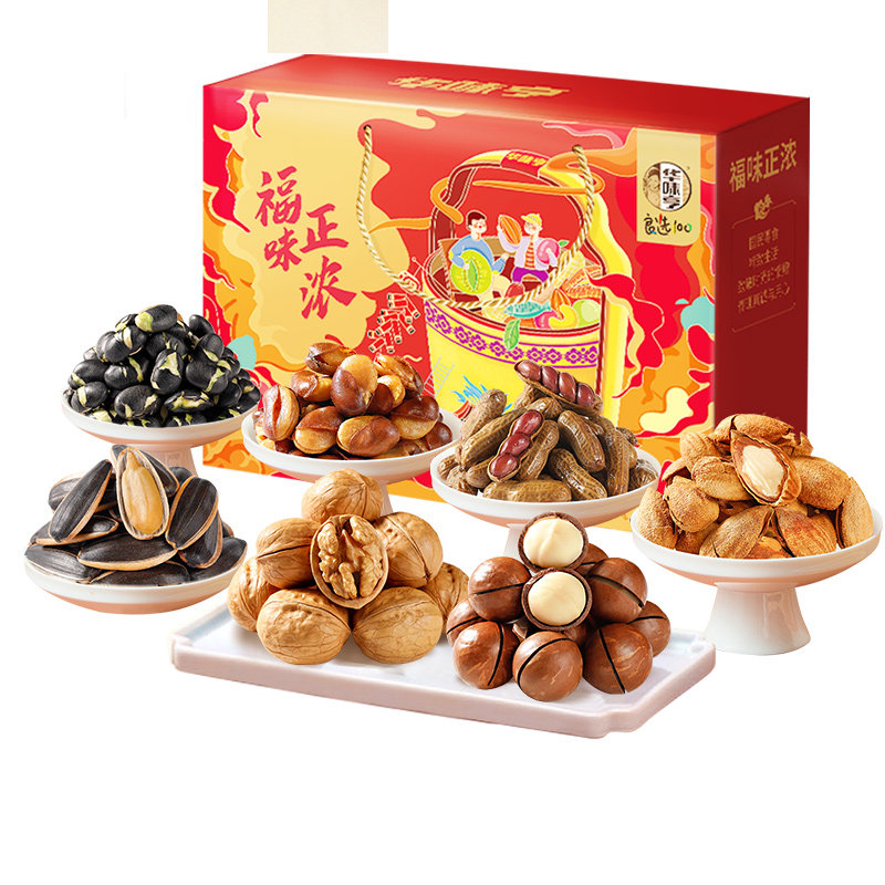 【华味亨_福味正浓1550g/9袋】送礼礼盒坚果零食年货礼盒大礼包