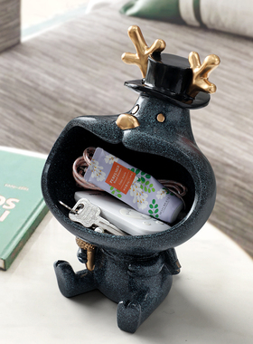 招财鹿入户进门口放钥匙收纳摆件