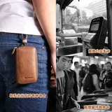 曼邦 Вместительная и большая универсальная ключница, кожаная ретро сумка-органайзер с молнией, из натуральной кожи