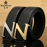 曼邦 Ремень с буквами, кожаные штаны из нержавеющей стали, воловья кожа, из натуральной кожи