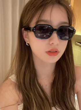 防晒椭圆复古气质小众墨镜