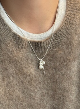 《錾刻葫芦》轻奢国风高级感银色拉丝实心福禄珍珠吊坠项链毛衣链