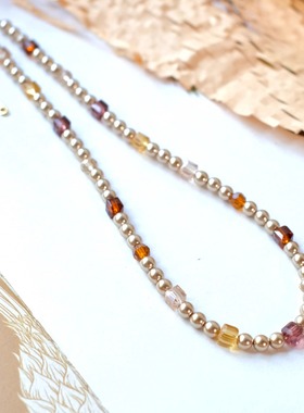 《诸神黄昏》原创复古法式美拉德莫瑞风珍珠水晶串珠项链锁骨链女