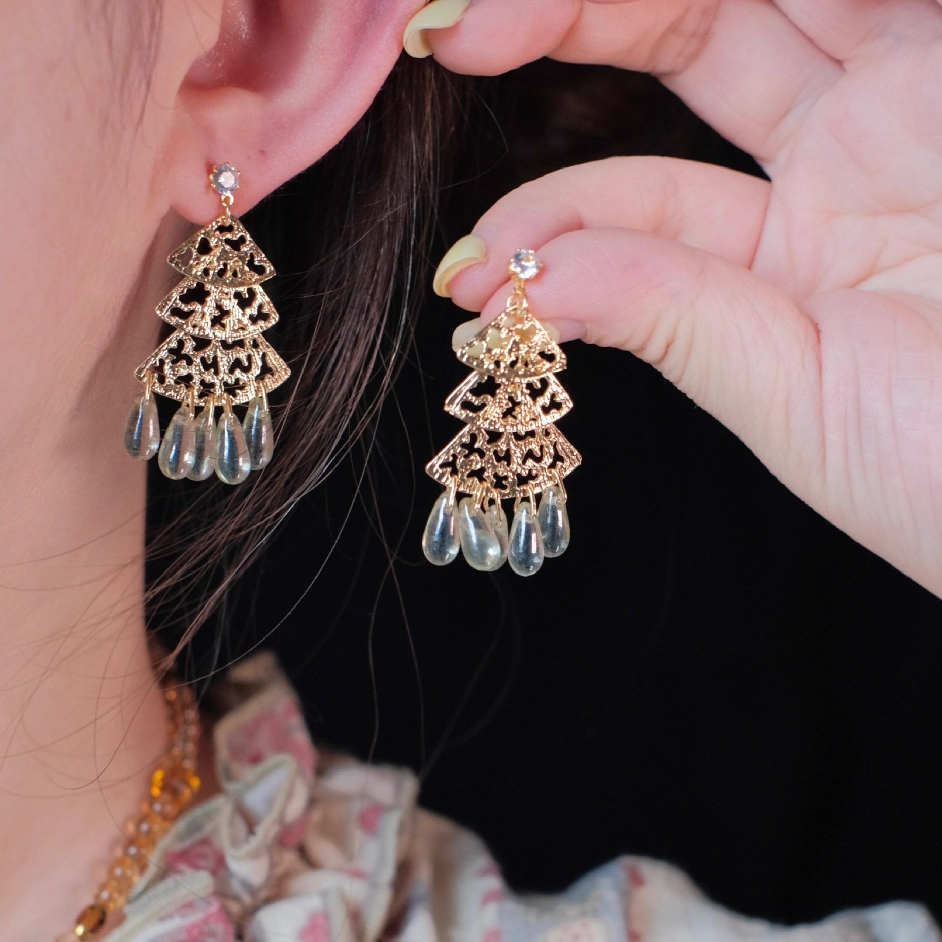 《丛丛青山》原创复古国风民族图腾水滴小众清冷感耳环耳夹女耳饰,淘宝优惠券,粉丝福利购,淘宝优惠卷