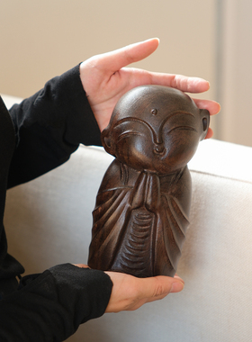 沉香木雕小佛首茶室桌面摆件