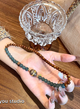 箬翡·天然蓝水翡翠库克手链女款双圈新中式送女友闺蜜生日礼物