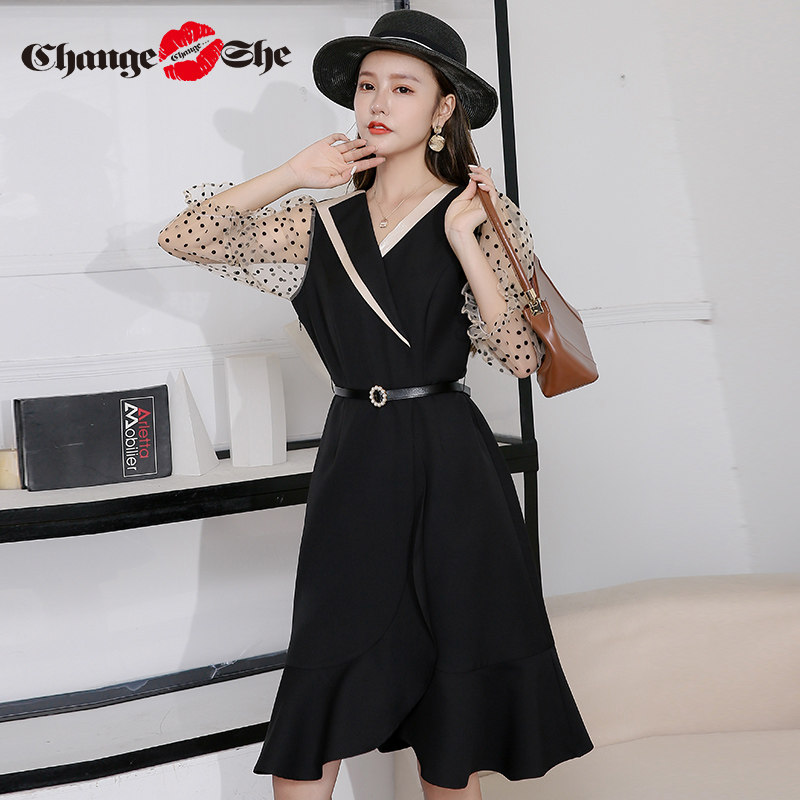 千细change she2020新款复古礼服裙 changeshe连衣裙