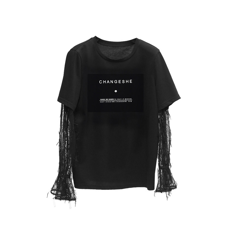 千细change she2020新款蕾丝袖衬衫 changesheT恤